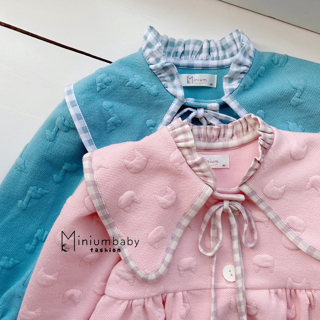 Set babydoll dập nổi hình thú danh cho bé gái Minium. thời trang thu đông