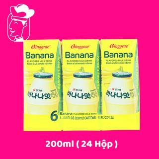 SỮA CHUỐI BINGGRAE HÀN QUỐC LỐC 6 HỘP 200ML ( 4 LỐC )