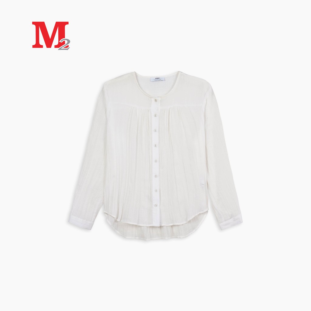 Áo sơ mi nữ dài tay cổ tròn dúm ngực DFM0104 Thời trang M2