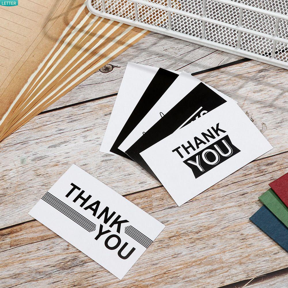 LETTER 50PCS Online Retail Greeting Labels Small Business Appreciation Cardstock Thank You Cards Packaging Decoration Gift Wrapping Black White 2.1x3.5 Inch DIY Postcards