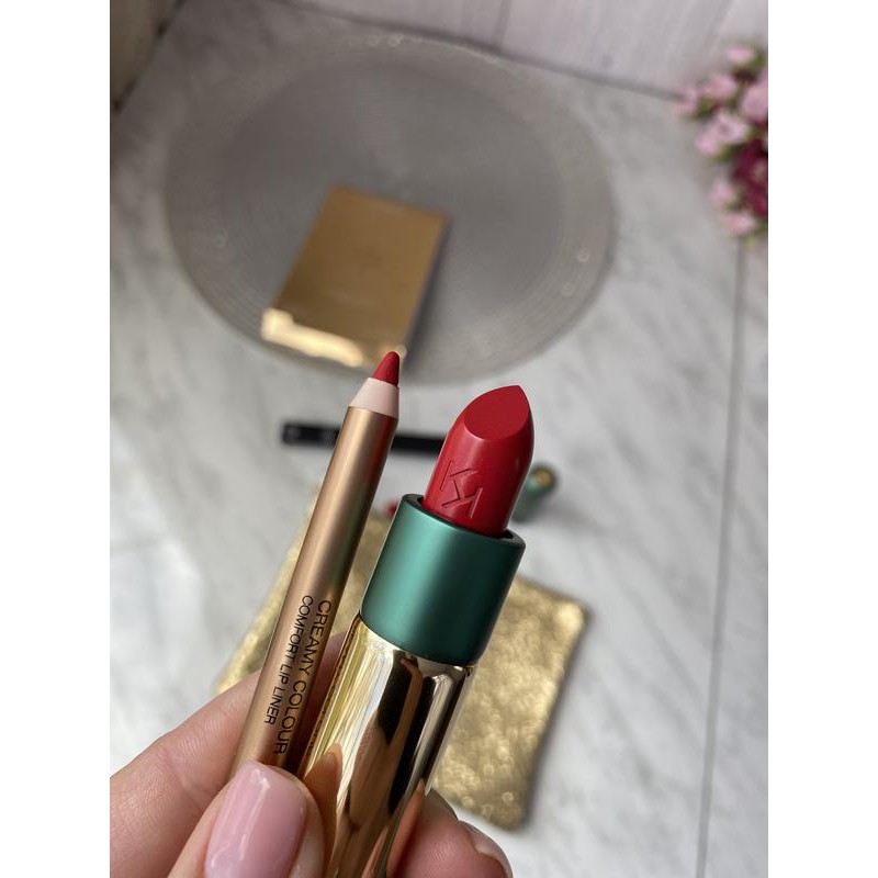 Chì kẻ môi + Son môi + ví - Combo 3 món Kiko Holiday Gems Timeless Lip Kit - Italy