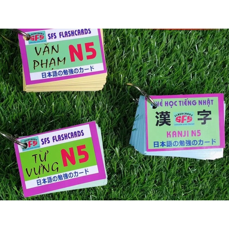 trọn bộ 3 xâu thẻ thẻ flashcards n5 từ vựng kanji ngữ pháp