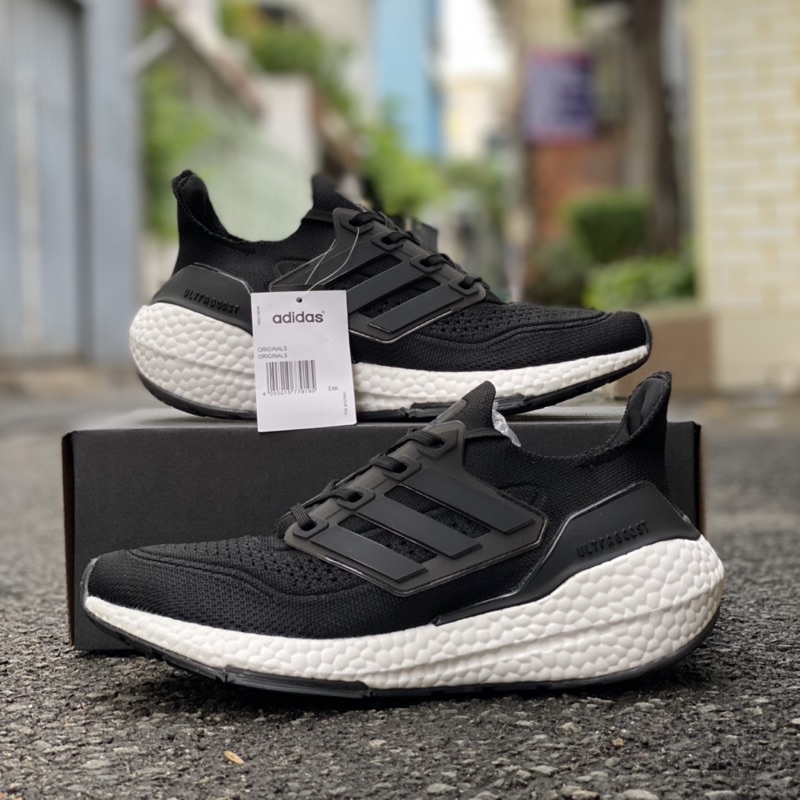 Giày ultraboost 2021 đen đế trắng nam, giầy chạy bộ