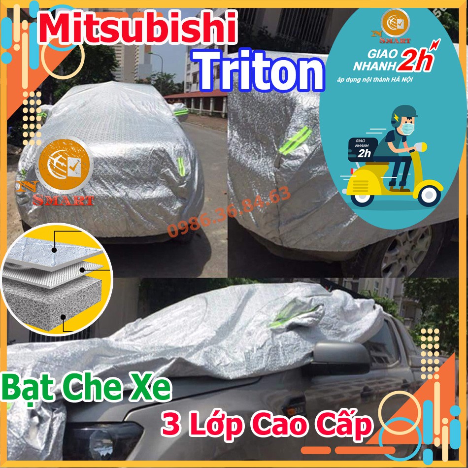 Bạt Che Ô Tô Bán Tải Triton 3 Lớp Tráng Nhôm Phản Quang Cách Nhiệt Chống Thấm Chống Bụi Hiệu Quả Na No Smart