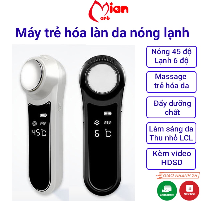 Máy matxa mặt cầm tay nóng lạnh, massage mặt ion điện di tinh chất - MIANMART