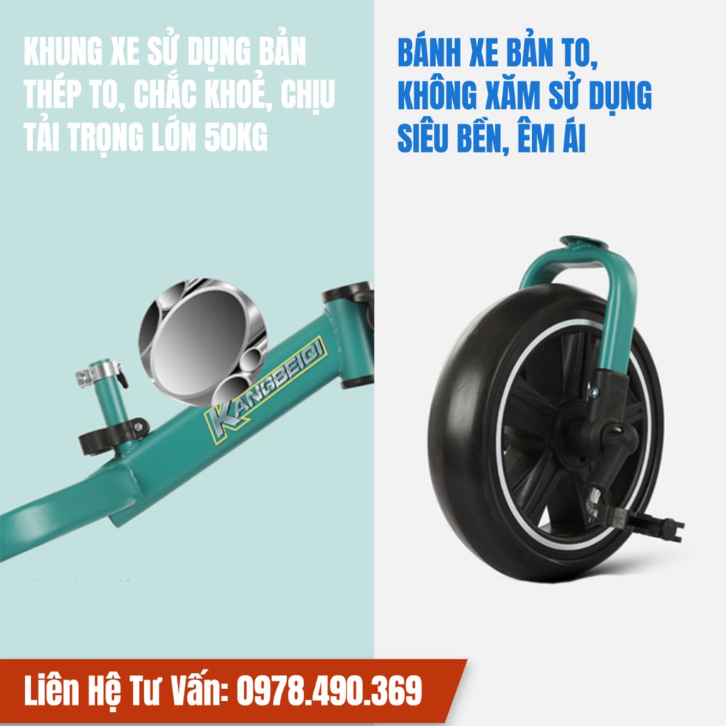 Xe đạp 3 bánh cho bé đa năng mẫu mới 2021 Happybaby khung to,bánh xe to chắc chắn.