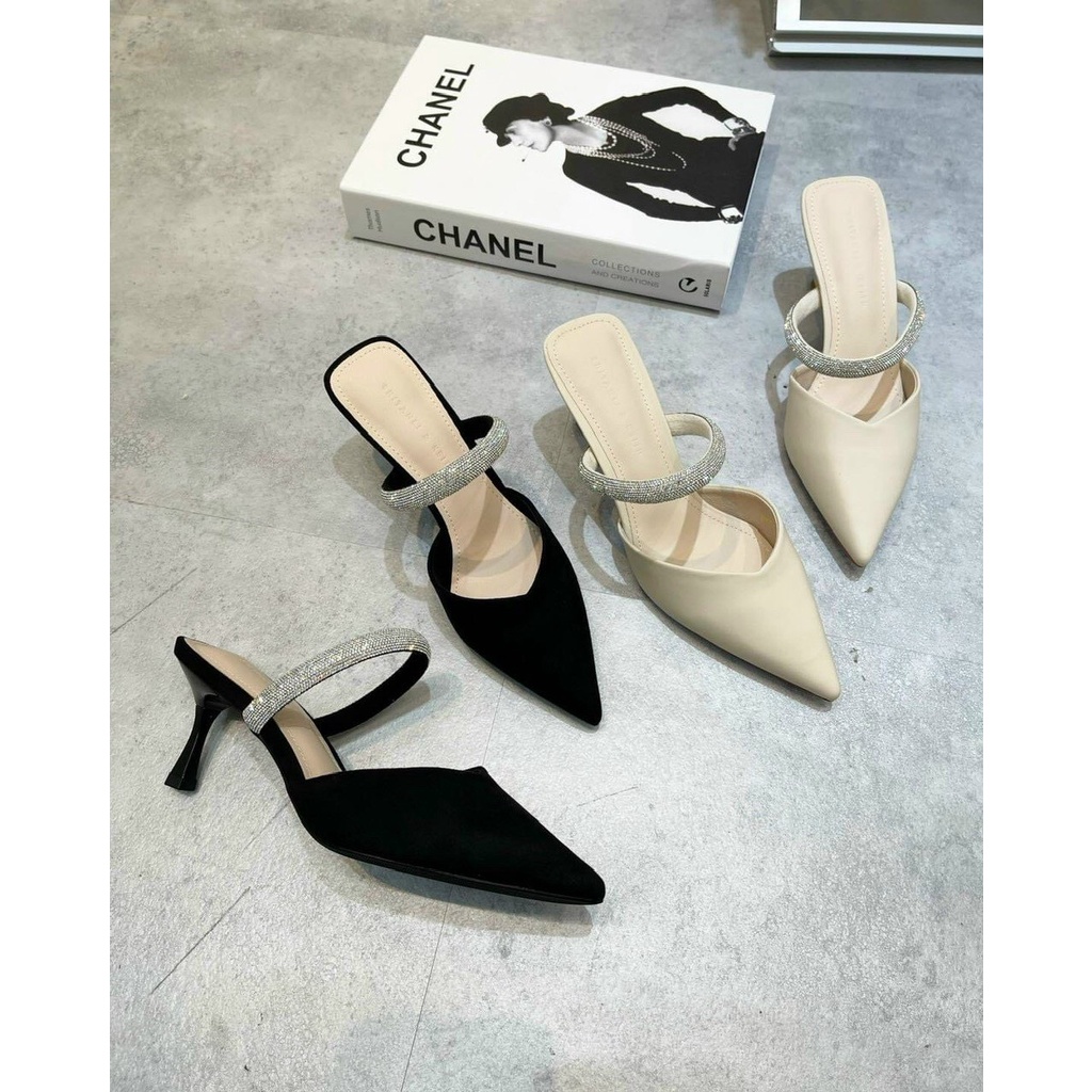 Giày cao gót mũi nhọn đính đá mã TH134