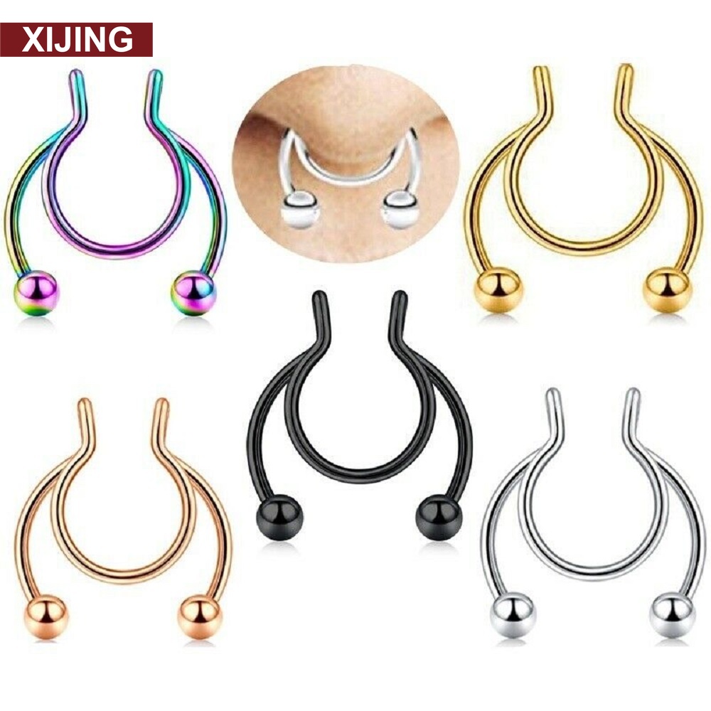 Khuyên kẹp xỏ mũi giả bằng thép y tế không gỉ