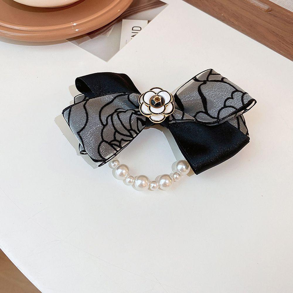 NICKOLAS Kẹp Tóc Đuôi Ngựa Hình Nơ Hoa Phong Cách Vintage Cho Nữ Giá Đỡ