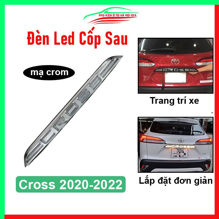 Ốp tay cốp sau có đèn led Toyota Cross 2020-2022 mạ crom ánh sáng vàng trang trí xe