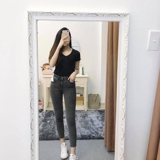 Quần Jean Quần Bò Xám Skinny Trơn lưng cao VNXK [ẢNH THẬT ] MÓM STORE | BigBuy360 - bigbuy360.vn