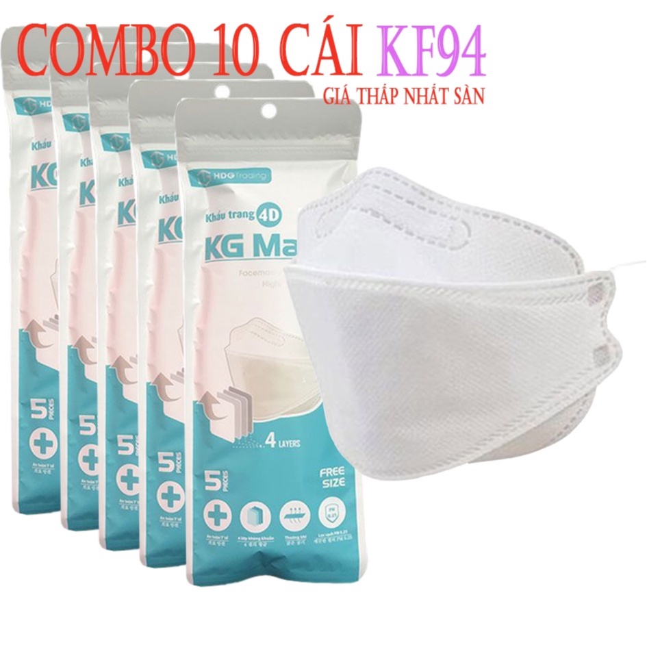 Combo 10 Khẩu Trang Nam Nữ KF94 Cao Cấp sản xuất theo công nghệ Hàn Quốc mới nhất