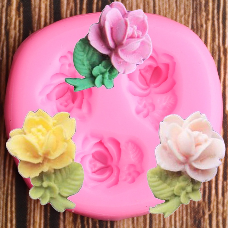 Khuôn Silicone Làm Bánh Tạo Hình Hoa Hồng Độc Đáo Tiện Dụng