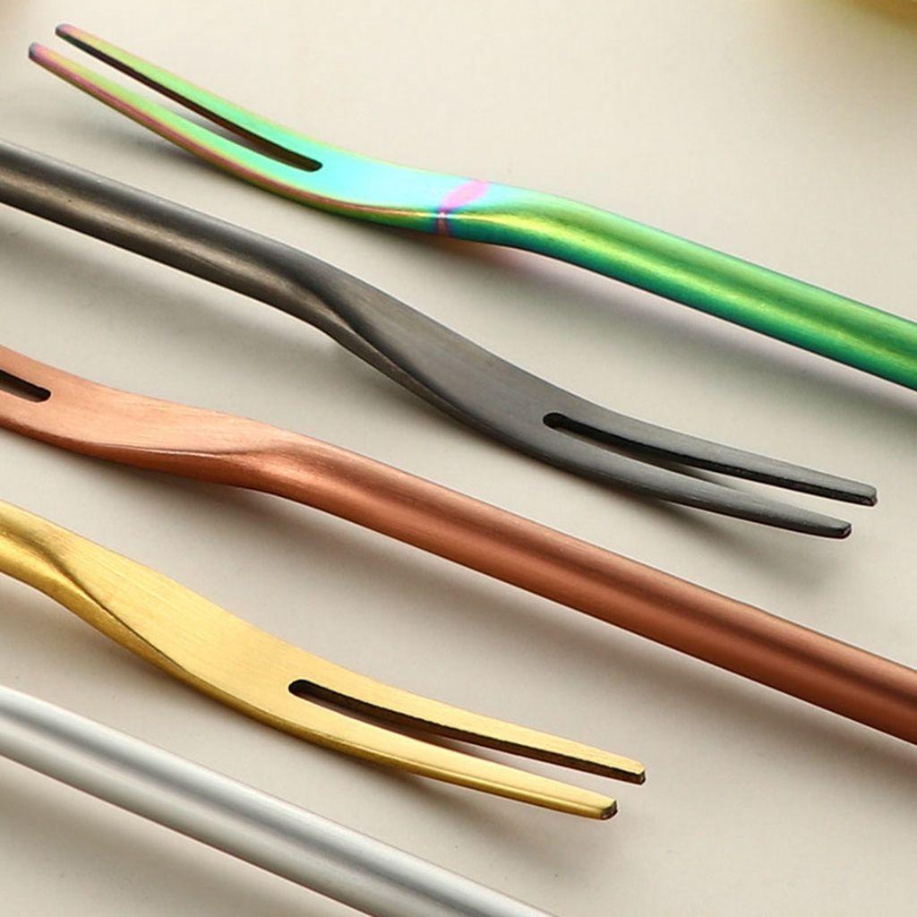 HARRIETT 1 Nĩa Ăn Trái Cây Cán Dài Bằng Thép Không Gỉ Thời Trang