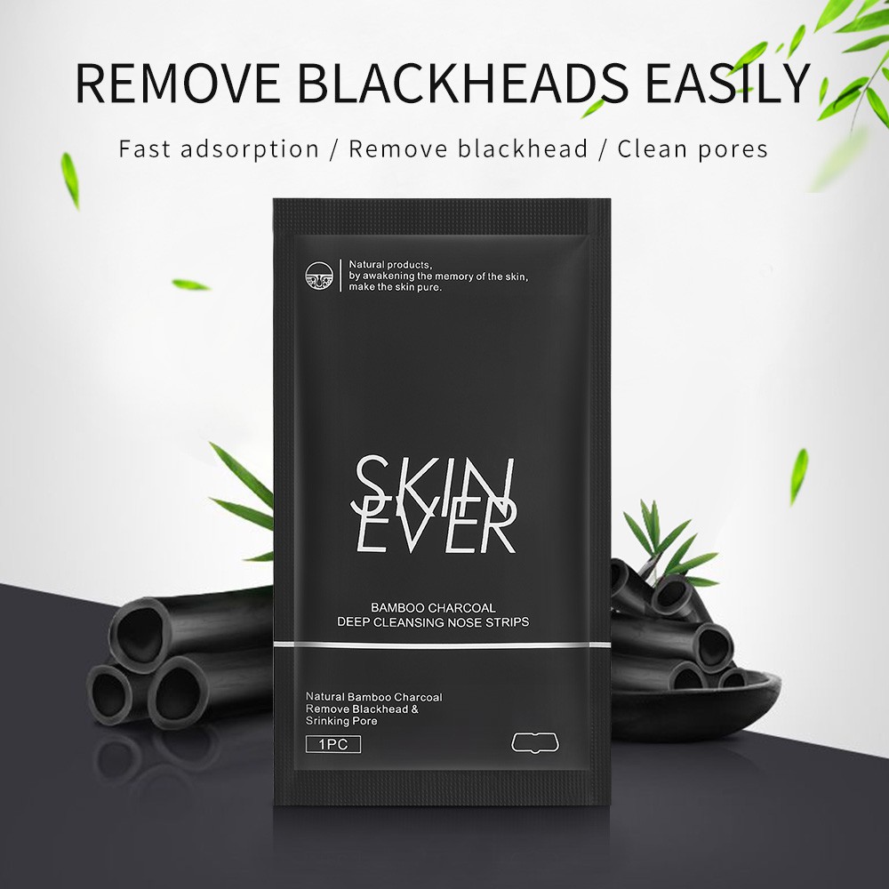 SKIN EVER Bamboo Charcoal Black Mask 5pcs/10pcs Blackhead Remover Nose Masks Peeling Off Pore Shrink Deep Cleansing Nose Strips Skin Care