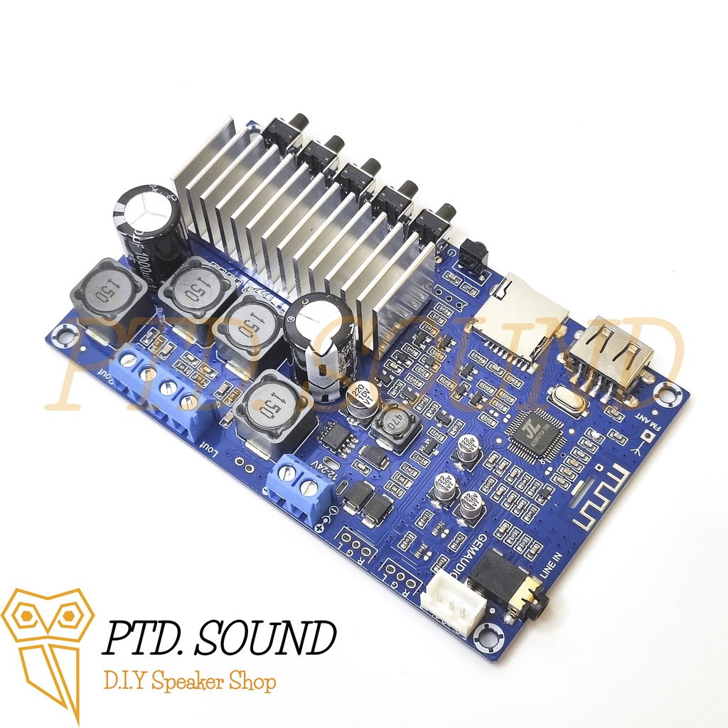 Mạch khuếch đại âm thanh Gemaudio  2x50w TPA3116 Bluetooth 5.0, SD Card, USB, AUX input/output từ PTD Sound