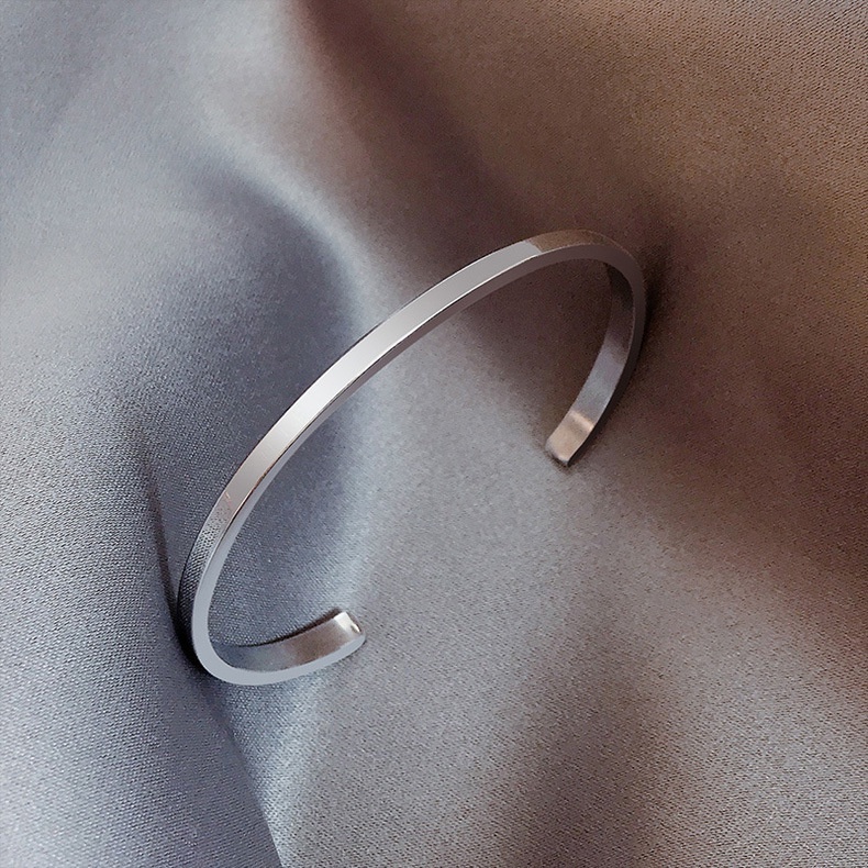 Vòng tay titan đôi nam nữ không gỉ lắc tay bạc thiết kế đơn giản thanh lịch vòng tay đôi trang sức titan cao cấp