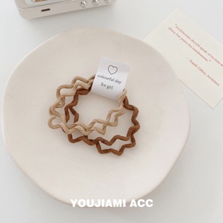 Set Dây Cột Tóc/ Thun Cột Tóc Hình Gợn Sóng Màu Pastel Basic Hàn Quốc