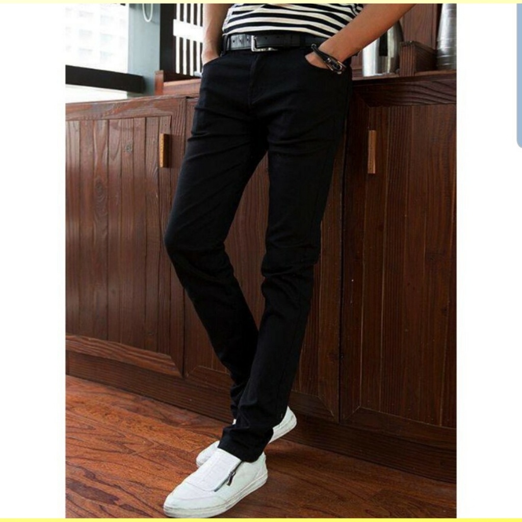 Quần jean nam màu đen trơn không rách chất liệu bò cao cấp co dãn 4 chiều đẹp from dáng rin skinny A20 shop TENJI6