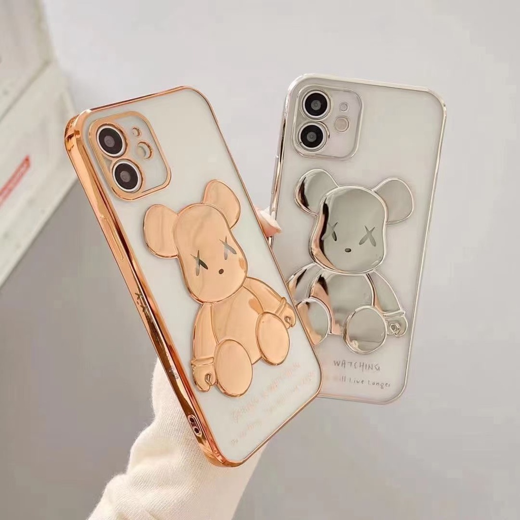 Ốp Điện Thoại TPU Dẻo Viền Vuông In Hình KAWS 3D Sang Trọng Cho iPhone 13 Pro Max 12 11 Pro Max