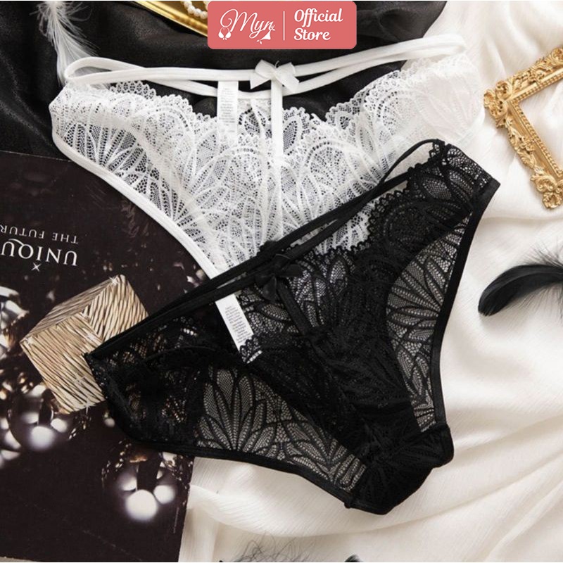 Quần lót ren Q 404 dây hông đính nơ tôn vòng 3, quần lót nữ quân lót quyến rũ MYN_UNDERWEAR