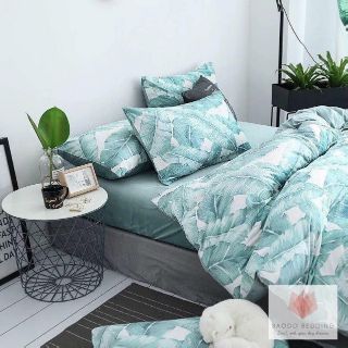 Bộ Lá Rong TÀN TẠ set poly 4 món chăn ga gối họa tiết Hàn