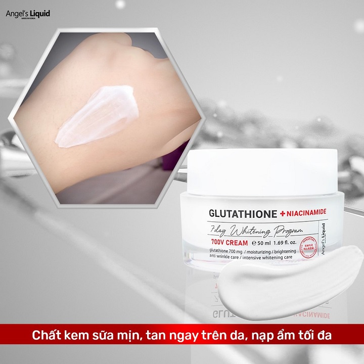 Kem dưỡng Angel's Liquid Glutathione + Niacinamide 7Day Whitening Program V-Cream 50ml