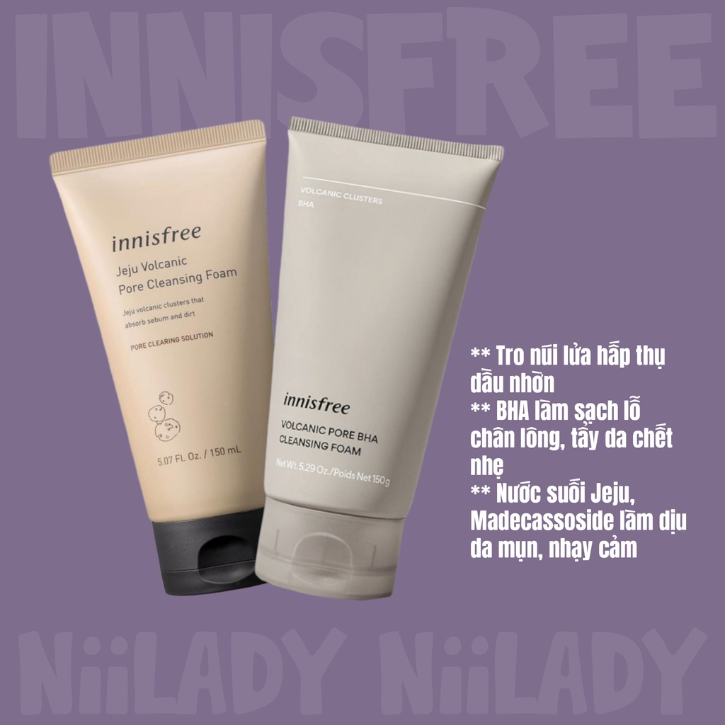 (MẪU MỚI) Sữa rửa mặt tro núi lửa INNISFREE JEJU VOLCANIC PORE CLEANSING FOAM