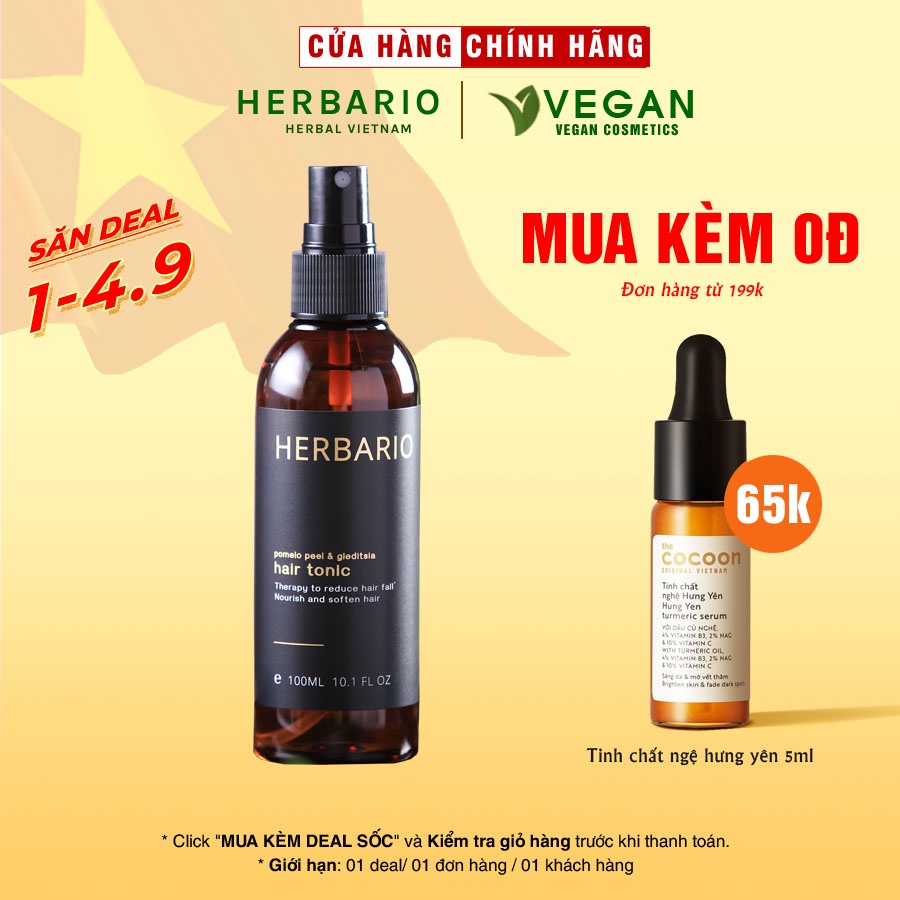 Nước xịt dưỡng tóc Vỏ Bưởi và Bồ Kết Herbario 100ml (pomelo peel & gleditsia)