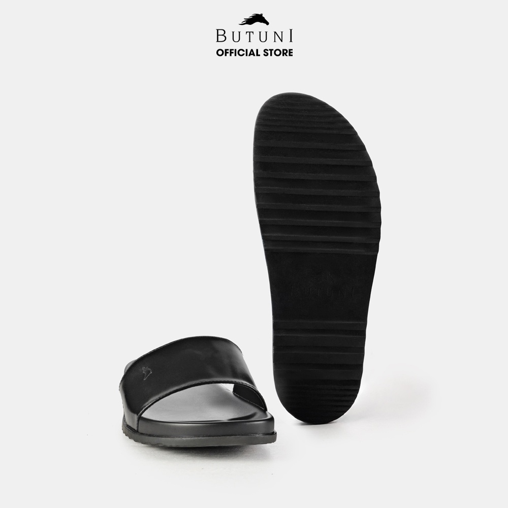 Dép quai ngang da thật Butuni Single Slippers - Đen