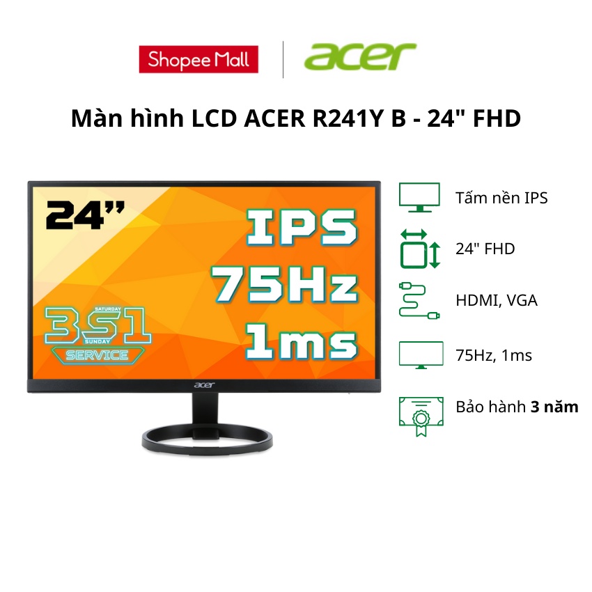 Màn hình máy tính Acer R241YB - 24 inch FHD