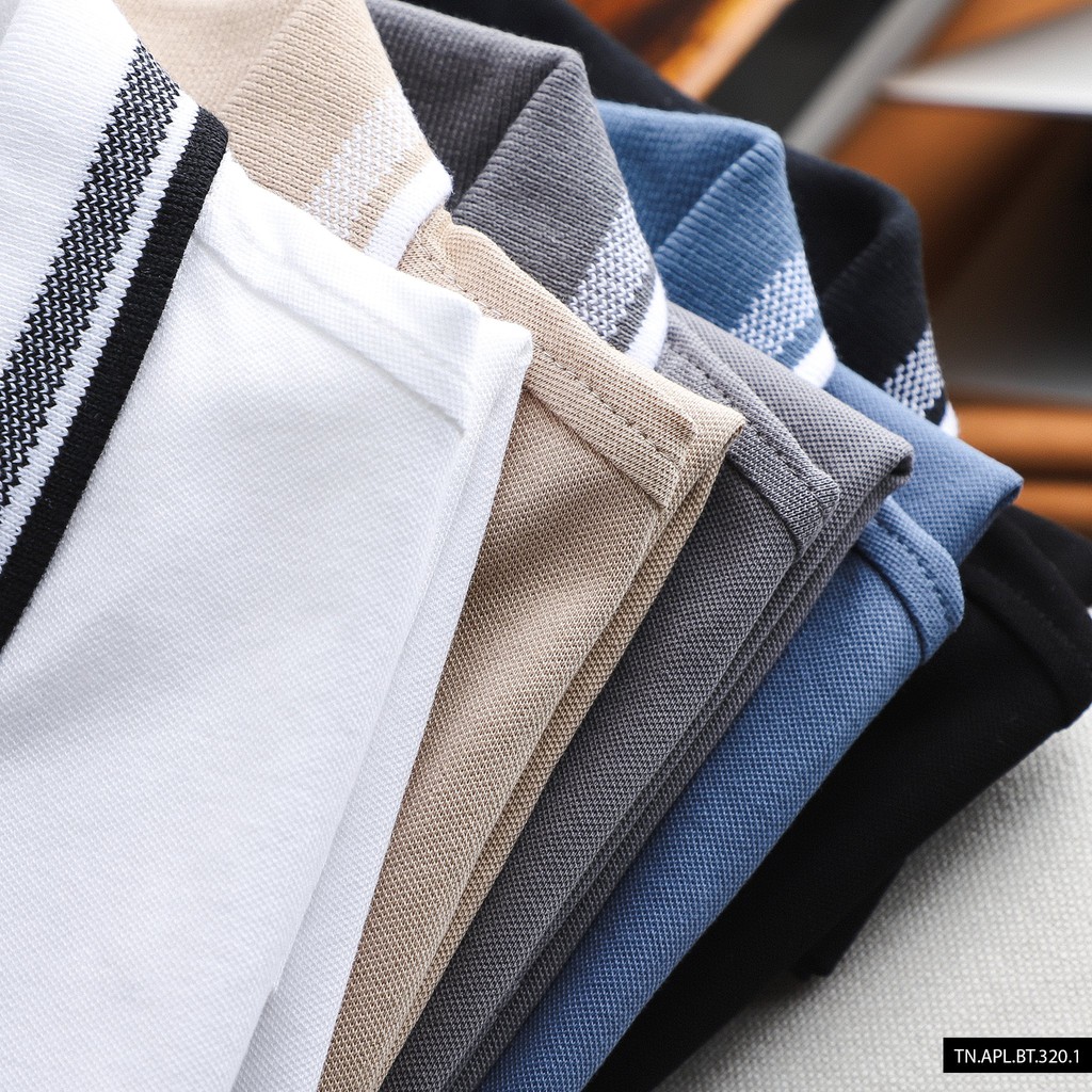 Áo polo nam phối viền vải cotton gai - BENTINO