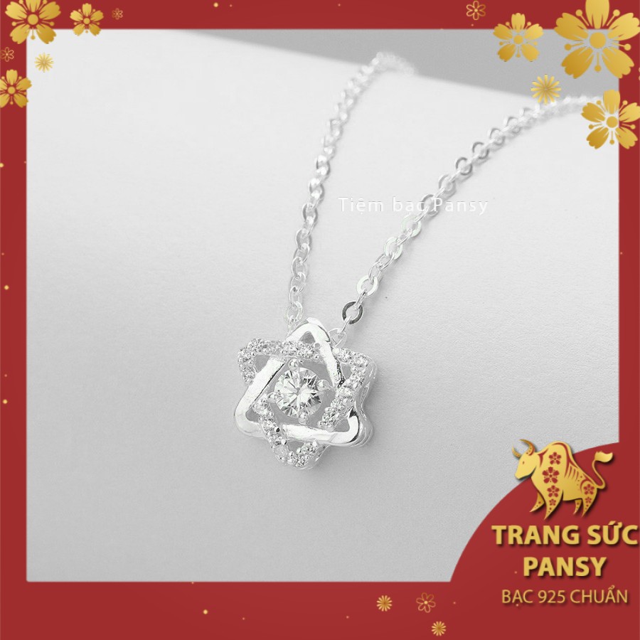Dây chuyền bạc nữ Pansy mặt ngôi sao đính đá trắng - Vòng cổ bạc 925 đẹp cho nữ