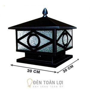 Đèn Trụ: Mẫu đèn trụ cổng vuông TP1402 vỏ đen chất liệu hợp kim tĩnh điện