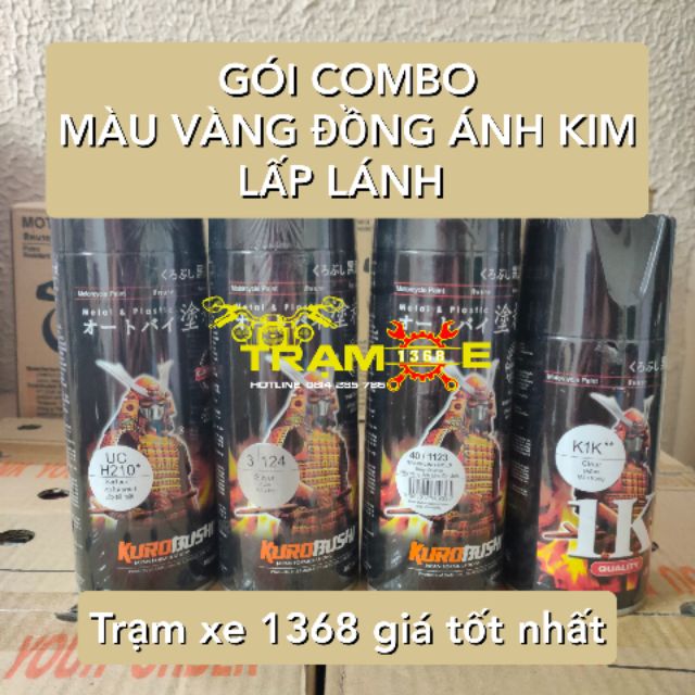 SƠN SAMURAI GÓI COMBO SƠN MÀU VÀNG ĐỒNG ÁNH KIM LẤP LÁNH 1123 GỒM 4 CHAI, COMBO SƠN MÂM SAMURAI KHÁNG XĂNG CHỐNG NỨT NẺ