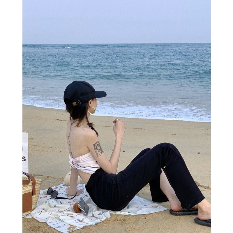 NRVP Quần ống rộng lưng cao phong cách hàn quốc thời trang mùa hè 2021 dành cho nữ