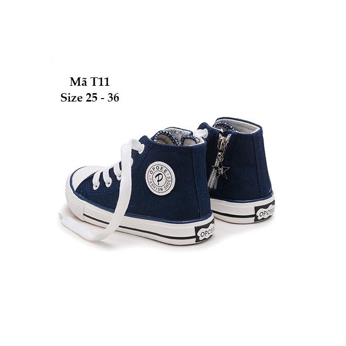 Giày dáng converse cổ cao cho bé trai và bé gái 2-15 tuổi T11