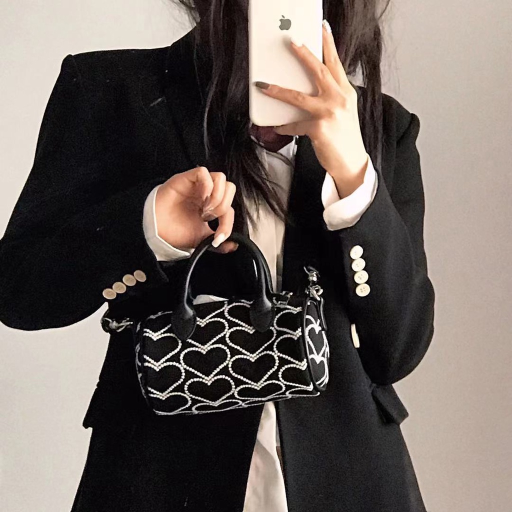 Túi Đeo Chéo Hình Tròn Thêu Hình Trái Tim Ngọt Ngào Phong Cách Mới Y2G 20 Cho Nữ