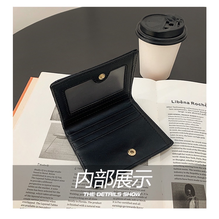 Ví Ngắn Siêu Mỏng Thêu Họa Tiết Đơn Giản Thời Trang Phong Cách Hàn Quốc