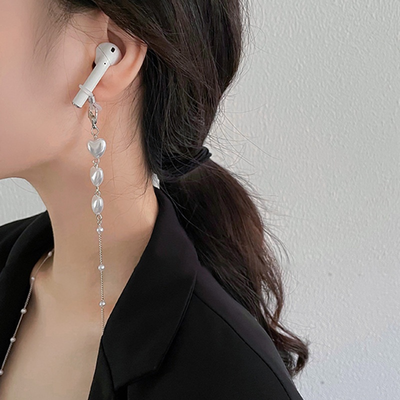 Dây Xích Gắn Giá Đỡ Mắt Kính Chống Thất Lạc Hình Trái Tim Đính Ngọc Trai Đa Năng Tiện Lợi Dành Cho Bạn Nữ