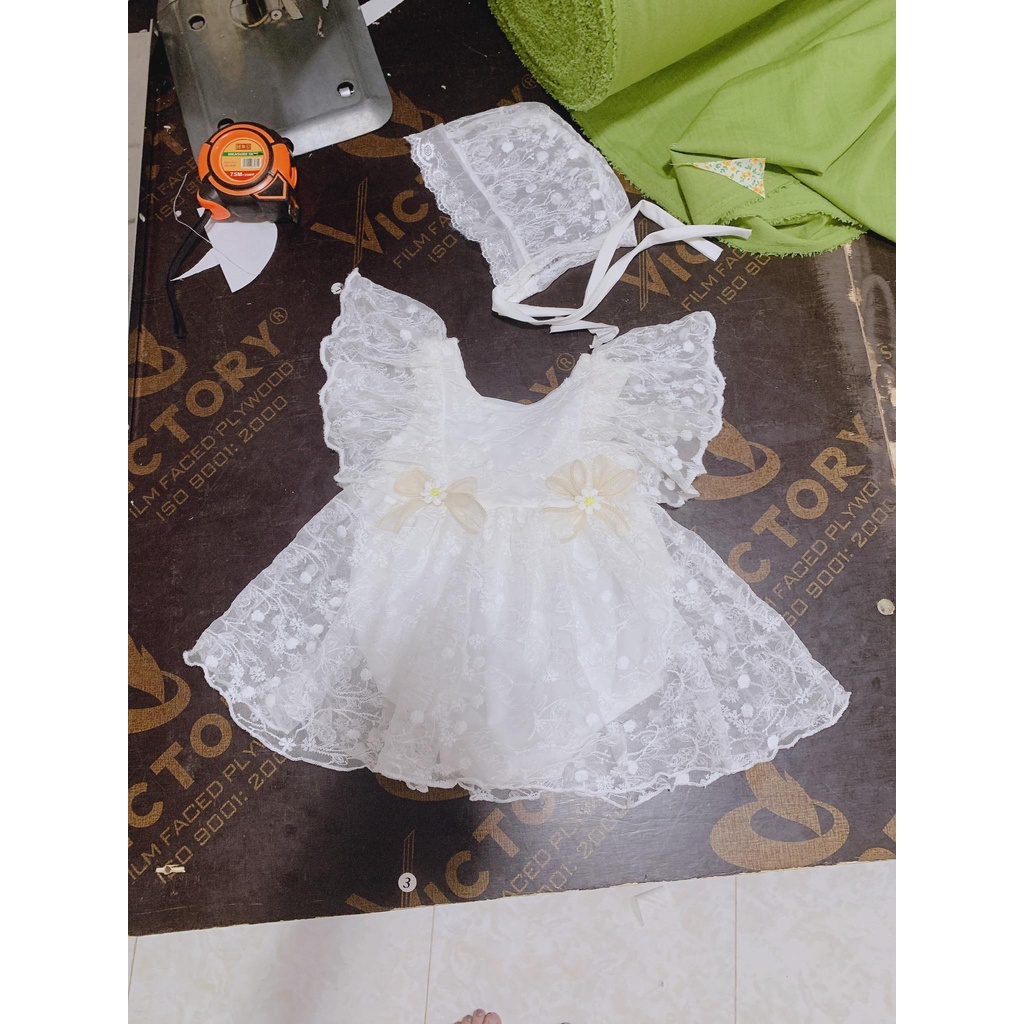 BODY VÁY REN VẢI TRẮNG 2 NƠ 4-11 KG,BODY VÁY ĐẦY THÁNG ,THÔI NÔI DỰ TIỆC CHO BÉ GÁI