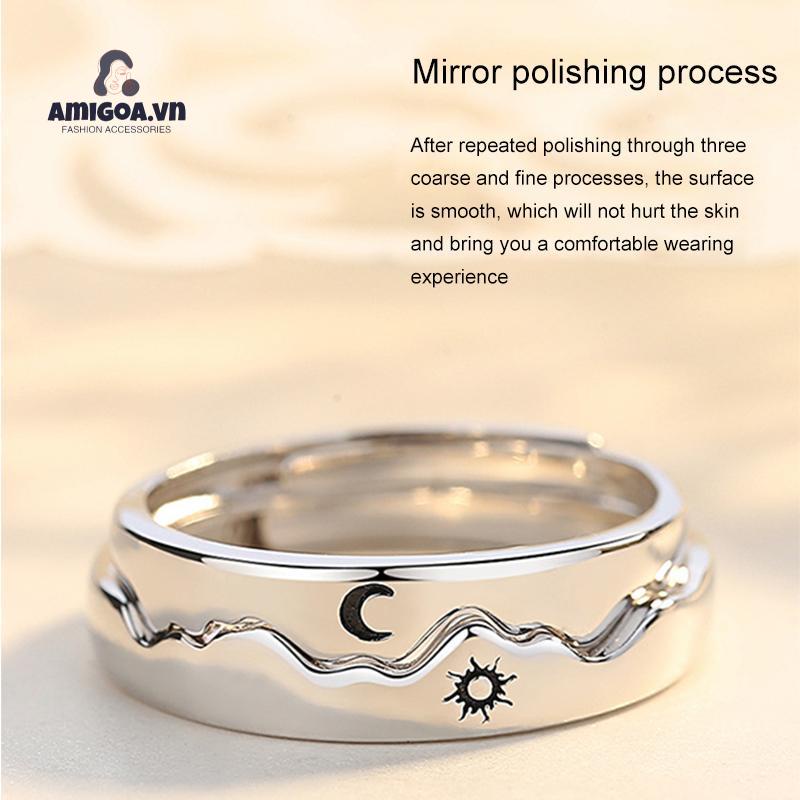 ✨✨Nhẫn hở họa tiết mặt trăng ngôi sao dáng mảnh dễ thương thanh lịch đơn giản phong cách vintage cho cặp đôi