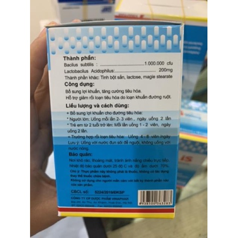 Men tiêu hoá dạng viên Biobidilis hộp 100 viên