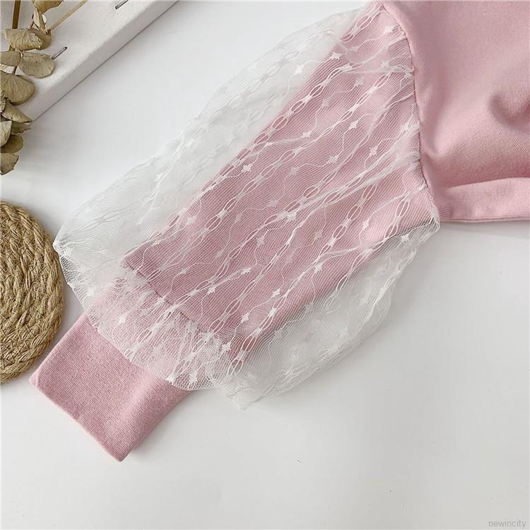 Set áo thun tay dài màu trơn &amp; váy công chúa Hàn Quốc cho bé gái