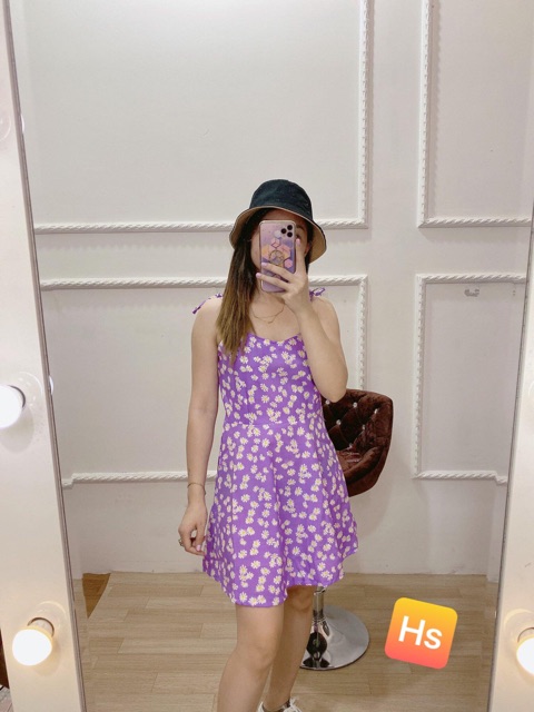 Váy dây hoa tím cổ V HSU1 | BigBuy360 - bigbuy360.vn