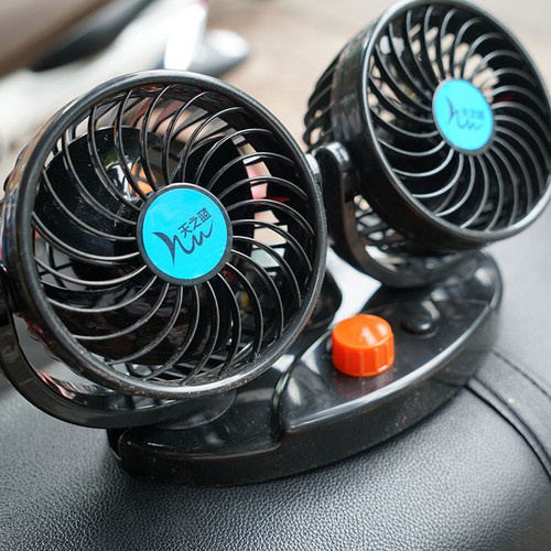 Quạt Đôi 12V Cho Ô Tô XOAY 360 độ, quạt gió để bàn hoặc trên xe tiện lợi