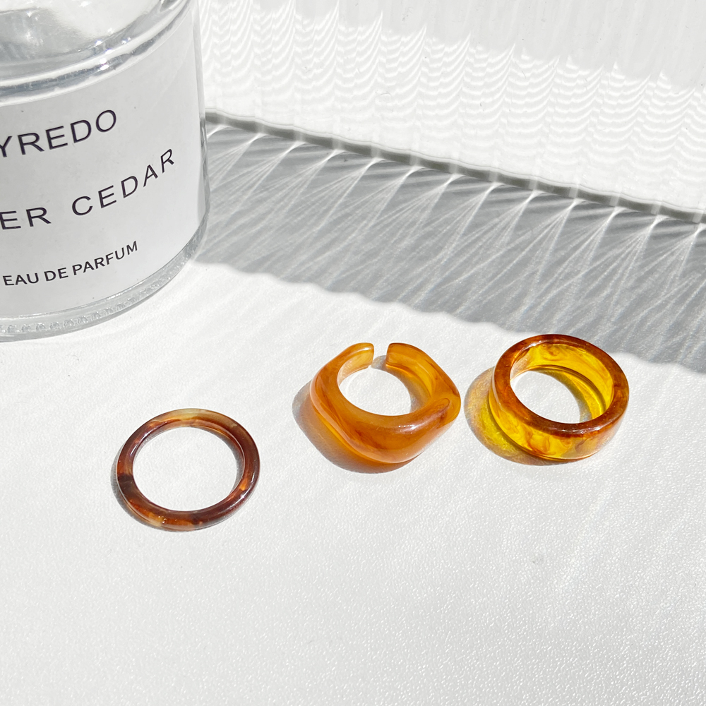 Set Nhẫn Nhựa Resin Trong Suốt Đơn Giản Thời Trang Hàn Quốc Cho Nữ
