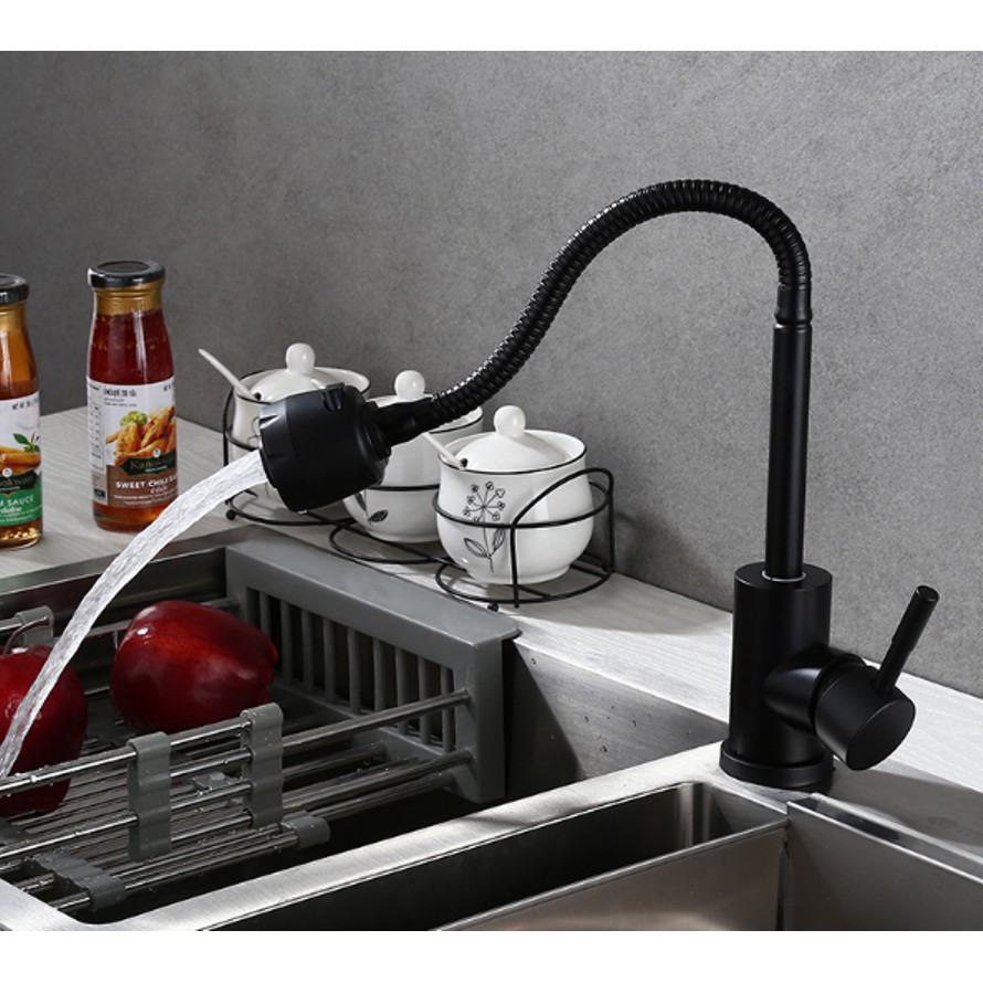 Vòi rửa bát dạng mềm màu đen Inox 304 | BigBuy360 - bigbuy360.vn