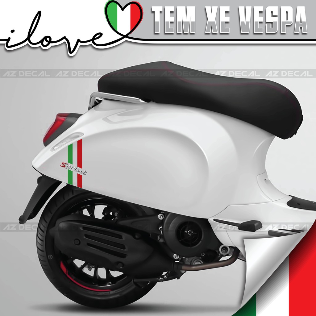 Tem Xe Vespa italia 05 | Dán Cho Mọi Dòng Xe Vespa| Chất Liệu PVC 5 Lớp, Dán Tại Nhà