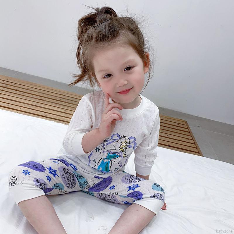 Bộ Đồ Mặc Nhà Vải Cotton Tay Lửng In Hoạt Hình Thời Trang Mùa Hè Cho Bé